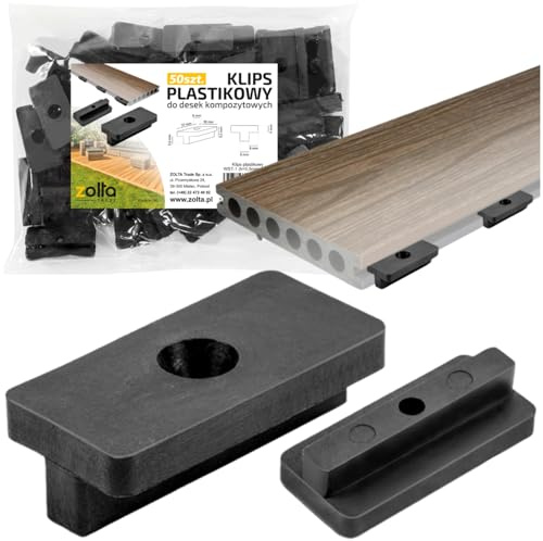 ZOLTA 50 Montageclips für WPC & Holz Terrassendielen mit Nut H=7mm – 6mm Fuge – unsichtbare Befestigung – UV-beständig – PP Kunststoff – wetterfest – Clip Set für Dielenmontage Terrasse