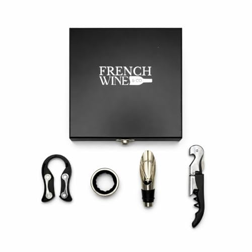 French Wine & Co – Tire-Bouchon Sommelier de Luxe | Coffret Cadeau Élégant | Acier Inoxydable & Bois Noble | Accessoire Vin Haut de Gamme pour Amateur de Vin & Sommelier | Ouvre-Bouteille