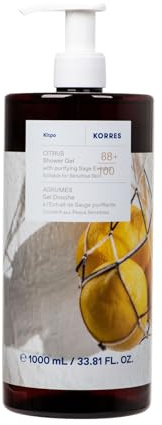 KORRES CITRUS Duschgel Jumbo, mildes Duschgel mit griechischem Salbeiextrakt & Aloe, frischer Duft mit spritziger Zitrone & Bergamotte, Vorratsgröße, für alle Hauttypen, vegan, 1L