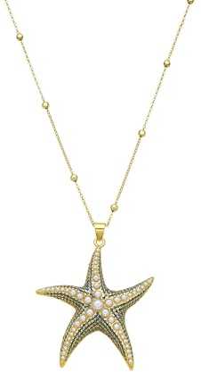 LUXENTER Halskette mit weißer Perle, Finish aus 18-karätigem Gold, mehrfarbig, kurze Halskette, Damenschmuck, Modell Ruko