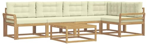vidaXL Outdoor-Sofagarnitur 6 pcs Weiß und Creme 79 x 79 x 37 cm, Modernes Gartenmöbelset, wetterfestes Sofa, schicke Sitzgruppe, langlebige Liege fürs Poolside