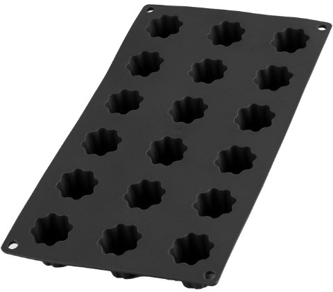 Lékué Molde repostería mini cannelé bordelais, silicona platino Negro, 18 cavidades