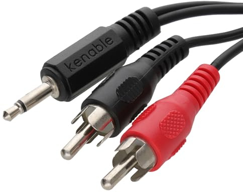 kenable 3.5mm Mono Jack to Twin Phono RCA Male Plugs Cable Lead 1m