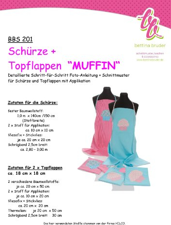 bettina bruder BBS 201 Schnittmuster Schürze Vorbinder Topflappen Fotoanleitung