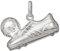 CLEVER SCHMUCK Silberner Anhänger Sportschuh mit Ball kickend 19 x 10 mm in 3D seidenmatt und glänzend 925 Sterling Silber 1 Stück im Schmucketui