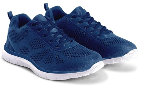 Get Fit Women's Lightweight Running Trainers - Breathable Mesh Gym Shoes with Cushioned Sole - Comfortable Walking & Fitness Sneakers - Lace-Up Athletic Footwear - Navy - 3-36