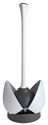 Clorox Toilet Hideaway Caddy Bathroom Combo, Rubber, White/Grey, Plunger with Base
