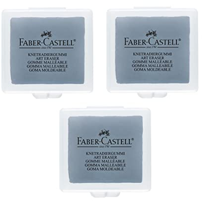 3er Pack Knetgummi Radierer für Künstler, ART ERASER Faber Castell, grau (3)