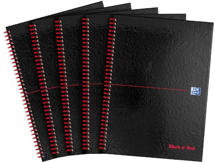 Black n' Red 5mm Square Wirebound Hardback Notebook A4 (Pack of 5)