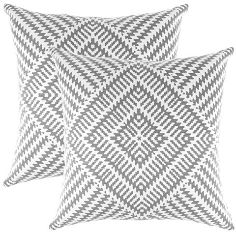 TreeWool Dekorativer Kissenbezug (60 x 60 cm, Grau) Kaleidoskop Design 100% Baumwolle (2er Pack)