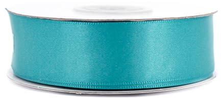 Doppelseitiges Satinband 25mm x 20m Rolle - FARBAUSWAHL in 6/10/25/38mm - farbecht & waschbar - Schleifenband für Hochzeit - Geschenkband zum Verpacken Dekorieren Basteln - Türkis 340D