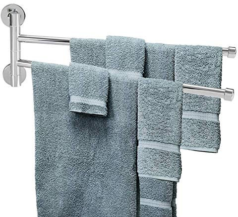 Swivel Handtuchhalter Bad Wand Handtuchhalter Swing Out Rotierenden Kleiderbügel Handtuchhalter Speicherorganisator Platzsparend für Badezimmer(2 Arme)
