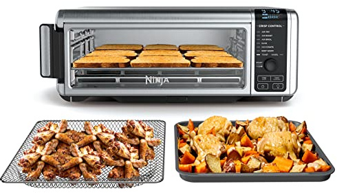 Ninja Digital Air Fryer & Toaster Oven | 8-in-1 Functionality | Flip-Up Design | XL Capacity | Air Fry Basket, Sheet Pan, Wire Rack & Crumb Tray | 1800 Watt | Silver | SP101