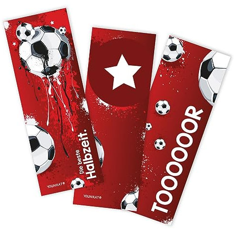 Lesezeichen Fußball 12 Stück - 4x 3 coole Motive aus Papier I mit beschreibbarer Rückseite für Notizen - Kinder I dv648