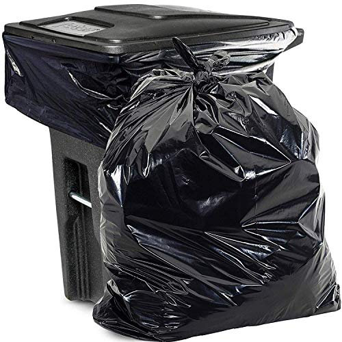 Lot de 50 sacs poubelle noirs très résistants de 1,6 mm – 127 x 147,3 cm – Sacs poubelle industriels en plastique de qualité supérieure pour recyclage, bouteilles, canettes, entrepreneurs, toter,