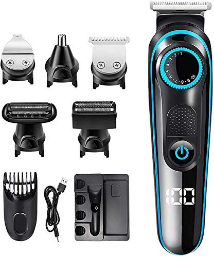 Clippers Per Capelli Per Uomo, 5 In 1 Trimmer Per Barba Ricaricabile Con Display A LED, Trimmer Per Capelli A Cordone Professionale Trimmer Per Capelli Trimmer Per Capelli, Per Bambini Bambini E Famig