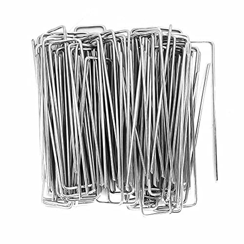 HAORONG Lot de 100 piquets de tente robustes en acier galvanisé de 100 mm pour camping, membrane de contrôle des mauvaises herbes, gazon artificiel, filet, tissu