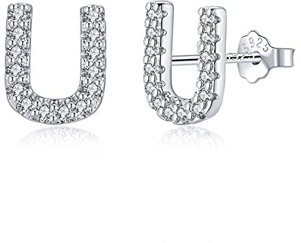 Buchstabe Ohrringe Silber 925, Initiale U Kleine Ohrringe für Mädchen Damen Geburtstag