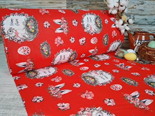 240 cm Popeline Baumwollstoff Meterware ab 50cm aus Baumwolle Stoff Patchwork Basteln mit ÖKO-TEX Zertifikat Ostern Stoffe (Muster 1)
