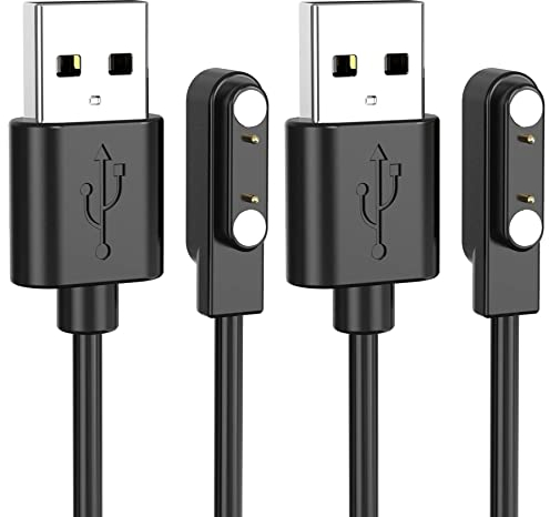 2 Stück Ersatz-Ladekabel kompatibel mit Xiaomi Haylou Solar LS05 AGPTEK LW11 Ticwatch GTX YAMAY SW022 – (4 mm Abstand zwischen 2 Ladestiften) 3,3 Fuß 100 cm
