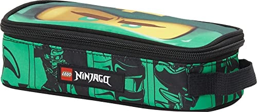 LEGO® NINJAGO® GREEN Astuccio Rettangolare, Manico per il Trasporto, Apertura Centrale ad 1 Zip -Verde