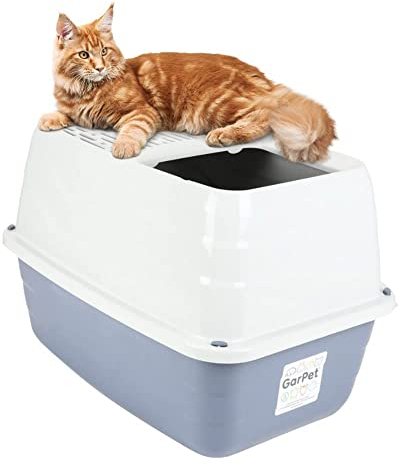 GarPet Hop-In Katzenklo Katzentoilette Top Entry Jump-In XXL Haubentoilette Einstieg Oben Katzen WC Klo Blau