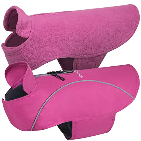 VIVAGLORY 3-in-1-Hundemäntel mit Fleecefutter, Reflektierend Wasserfest Hundemantel für kaltes Wetters, Windjacke, Warmer Pullover mit Leinenportal, Hunde Wintermäntel für Welpe Kleine Hunde