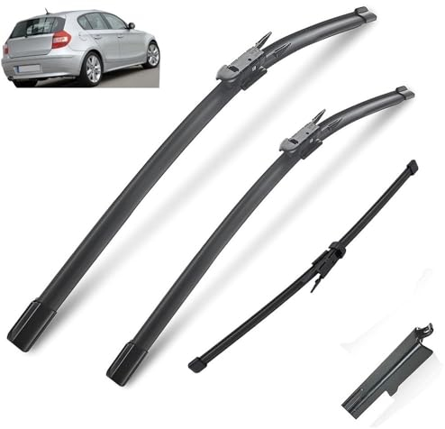 Calidad OEM Limpiaparabrisas compatible con BMW Serie 1 E81 E87 2004 2005 2006 2007 2008 2009 2010 Limpiaparabrisas delantero y trasero Ajuste perfecto para parabrisas.