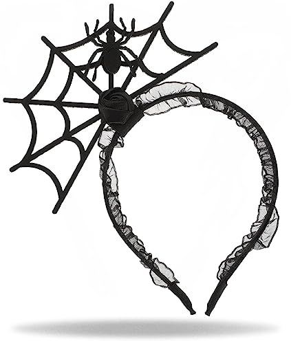 Hatstar Spinnen Netz Haarreif | Stirnband für Hexen Kostüm | Cospaly Gothic Sexy | Kopfschmuck Haarschmuck | Deko Accessoire zu Halloween, Karneval & Fasching