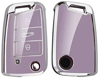 Z.MYUKI Ibiza 6F Key Case with Key Fob for Seat Ibiza 2017-2023 2024 Accessories Original (Purple)
