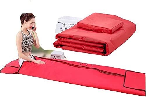 MAHWER Far-Infrared Sauna Blanket, Professional Ion Sauna Sweat Steaming Blanket Therapy Beauty Machine for Body Shape Slimming Weight (Color : Red)