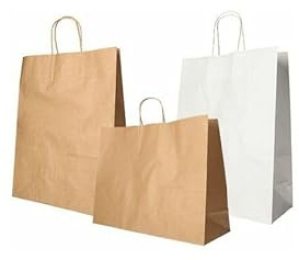 25 Tragetaschen, Papier 35 cm x 26 cm x 12 cm weiss mit gedrehtem Tragegriff