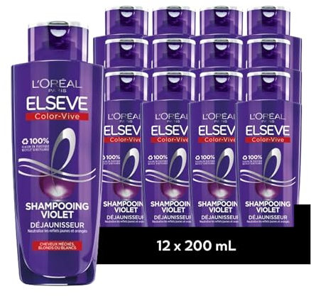 [LOT DE 12] L'Oréal Paris Elseve Color-Vive Shampooing Violet Déjaunisseur 200ml