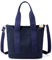 Canvas Tragetaschen für Damen große Tote Bag Umhängetaschen Hob Handtaschen Schultertasche Shopper mit mehreren Taschen und Reißverschluss (Blau)
