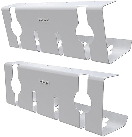 NODOCA Cable Management Under the Desk, No Drilling Undertable Cable Management, Cable Duct Desk, Cable Basket for Managing Cables and Power Strips - 43 cm, White (Set of 2)