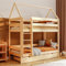 YOUKO Etagenbett Kinderbett 160x80 cm “Bruno” - Hausbett für 2 Kinder mit Leiter- Hochbett Kinder - Holzbett Kiefer Ohne Matratze