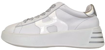 Hogan Rebel H564 HXW5640DN60PK10351 Sneaker für Damen, Weiß und Silber, Weiß, 36 EU