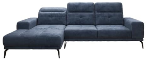 Luxusbetten24 Designer Sofa Terina inkl. Beistellhocker Samt Blau Links
