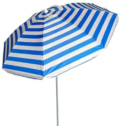 Pincho Sombrilla Playa Grande Ø200 cm, antiviento, protección UV 50, Materiales de Calidad, Tubo de Aluminio, Varillas de Fibra de Vidrio, Palo reclinable (11)