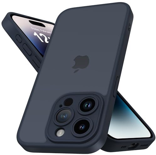Mootobo for iPhone 14 Pro Case 6.1-Inch, Matte Shockproof Bumper Phone Cover, Military-Grade Protection Ultra Slim 360°Full Body Frosted Translucent Back Phone case(Deep Blue)