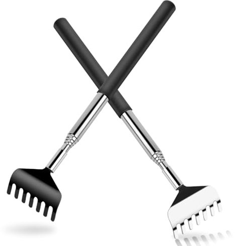 2 Rascador Trasero de alcance, Rascadorde Espalda Telescópico Acero Inoxidable, Rascador espalda, Arrascador para espalda, Back scratcher lavado de espalda Portátil 20-68cm