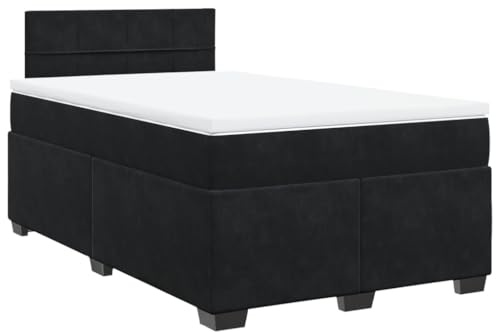 vidaXL Boxspringbett mit Matratze Schwarz 120x200 cm Samt