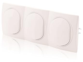 Nobilis Lot de 3 boutons poussoirs ABS 10AX 250 V Blanc Ø 60 mm & cadre triple Montage mural horizontal 80 x 222 mm