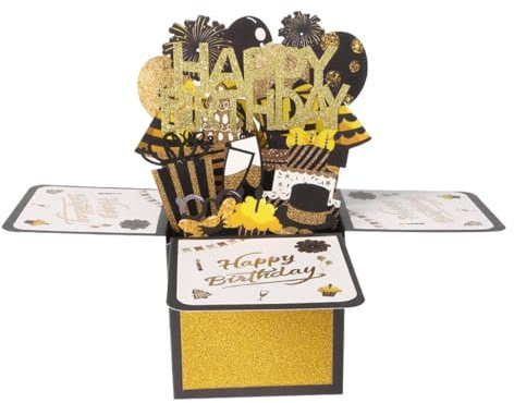 Biglietto Auguri Compleanno, Pop Up 3D Biglietto Auguri di Compleanno Cartolino Happy Birthday Biglietto di Buon Compleanno con Numeri Fai Da Te, Busta e Carta Interna Extra Gadget Compleanno