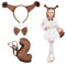 Fennoral 3tlg Eichhörnchen Kostüm Kinder Herbsttiere Kinderkostüm mit Eichhörnchen Stirnband Fliege Schwanz Waldtiere Dschungel Tierkostüm Cosplay Zubehör für Junge Mädchen Halloween Karneval Fasching