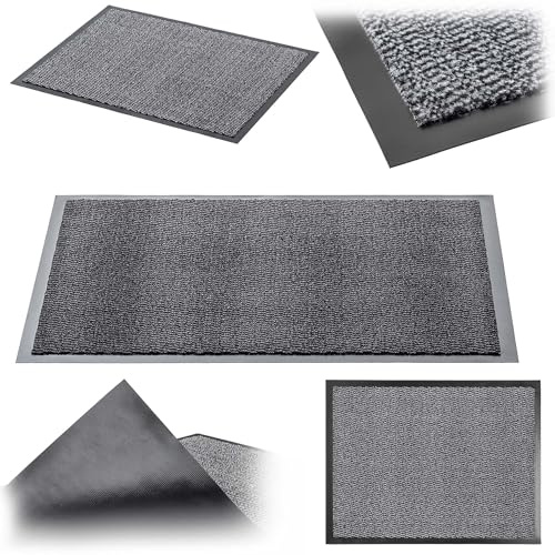 KADAX rutschfeste Schmutzfangmatte, Türmatte für den Innen- und Außenbereich, Fußmatte für Eingangsbereiche und Haustüren (Grau, 60x80 cm)