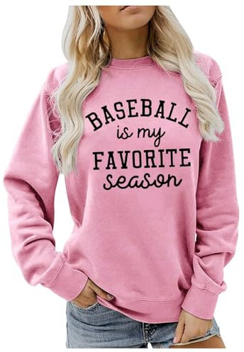 Felpa da donna con stampa oversize felpe girocollo a maniche lunghe pullover top da donna leggera con cappuccio felpe, rosa, L