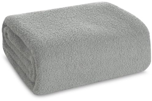 Wohndecke Bouclé, Kuscheldecke, Schaffpelz Imitation, Flauschige Kniedecke, Weiche Kuscheldecke, Überwurf, Warme TV-Decke, Sofadecke, Kissenbezüge, Sesselschoner, (Silber, 200x220 cm)
