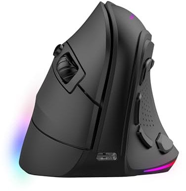 MARSGAMING MM-SK, Mouse Gaming Wireless Verticale, Design Ergonomico, Illuminazione RGB Chroma, Sensore Ottico Pixart 8400DPI, Switch Meccanici Huano, 9 Pulsanti Programmabili, Mouse Tri-Mode, Nero