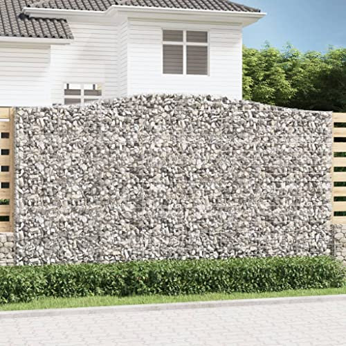 Somanki Gabione mit Hochbogen 400x50x220/240 cm Verzinktes Eisen, Gabionenkörbe, Gabionen Hochbeet, Steinkorb, Gabionengitter, Drahtkorb Für Pflanzen, Kräuterspirale Für Garten - 153421